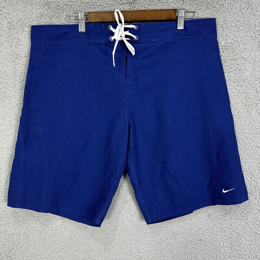 Nike Board Shorts Mens XL Blue Swoosh Unlined Pockets Beach Resort Swim Vtg Y2K